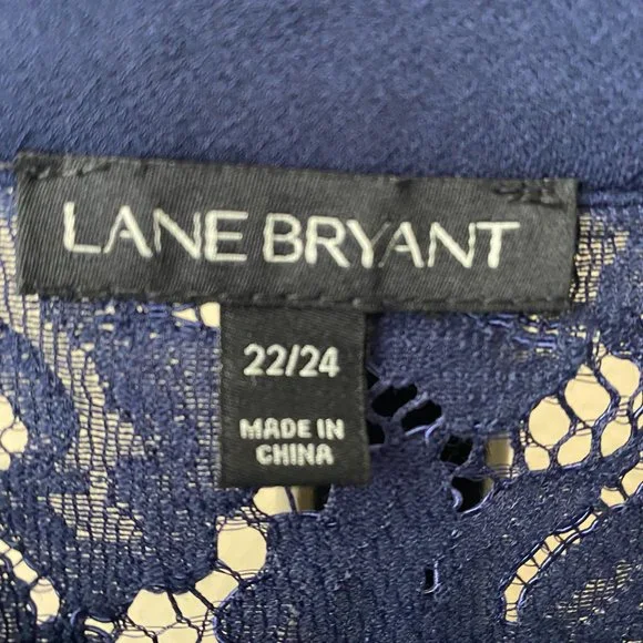 Lane Bryant, Size 22/24, Long Sleeve, Navy, Lace Top - Picture 6 of 10